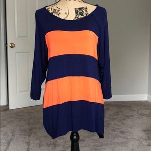 Orange and blue color block top